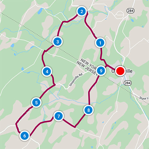 map of the Unionville Loop ride 