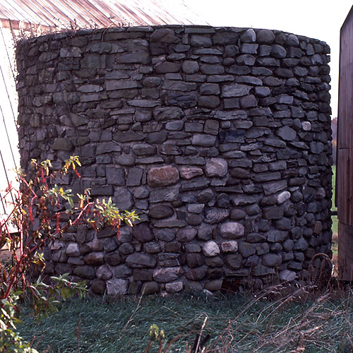 stone foundation of old silo